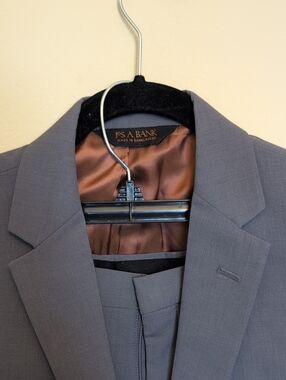 Jos. A. Bank Men's Slate Gray Suit Jacket with Brown Lining 36R 30/30 Pants